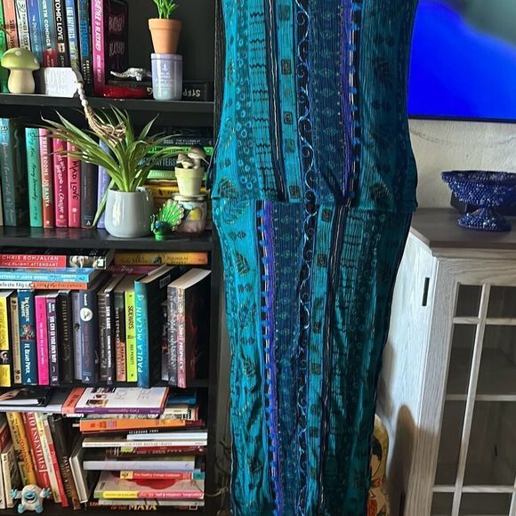 Always Caroline Size 10 Teal Vintage 90s dress Midi - Picture 4 of 9